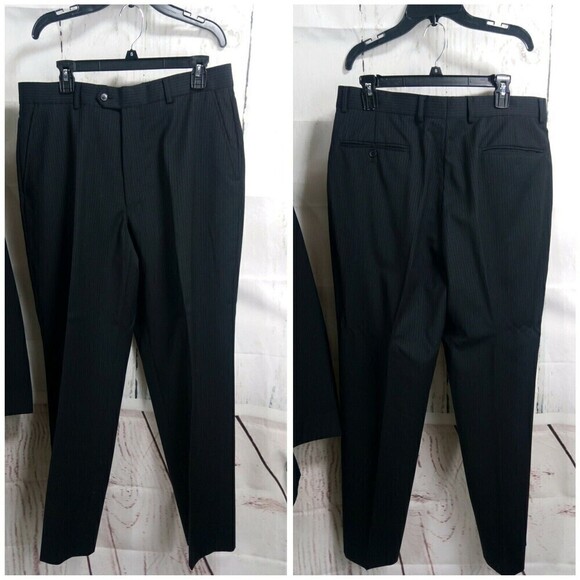 Axcess A Claiborne Company 42S Wool 2 Button Black Pinstripe 2pc Suit 34x30 FF - Picture 8 of 9